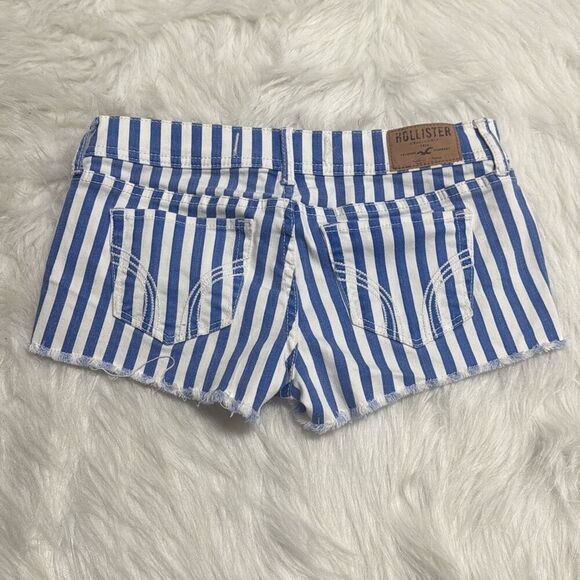 Hollister Women’s Blue & White Stripe Low Rise Denim Short Size 1 W25 - Picture 3 of 4